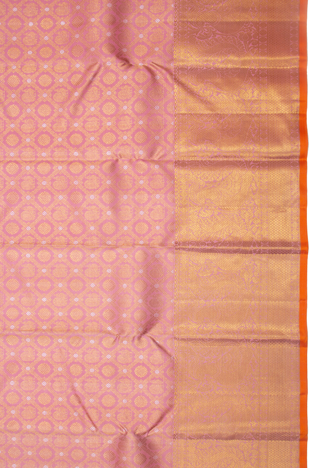 Kanchipuram Silk Criss Cross Checks And Butta Pink  Saree