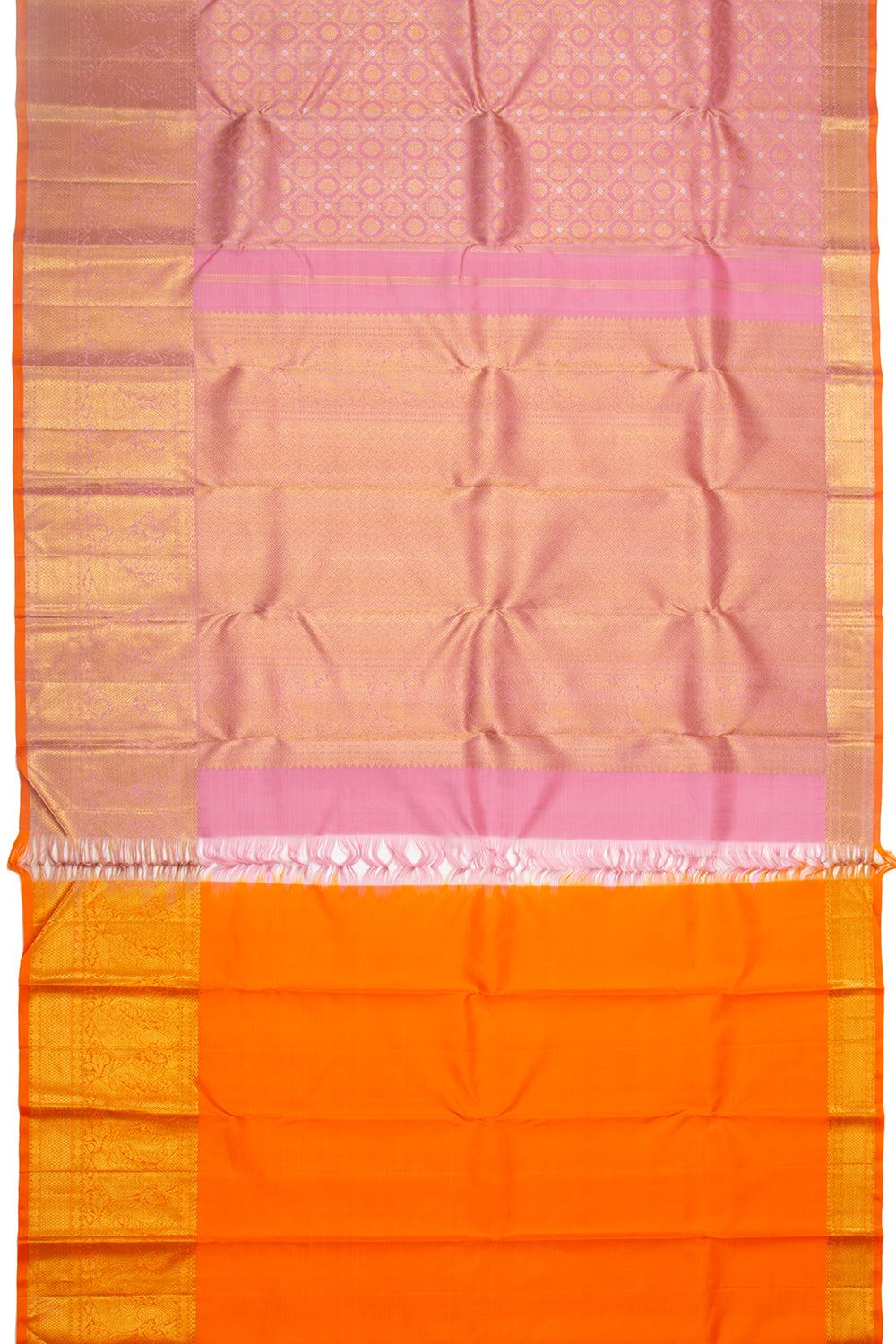 Kanchipuram Silk Criss Cross Checks And Butta Pink  Saree