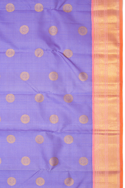 Kanchipuram Silk Checks And Butta Violet Saree