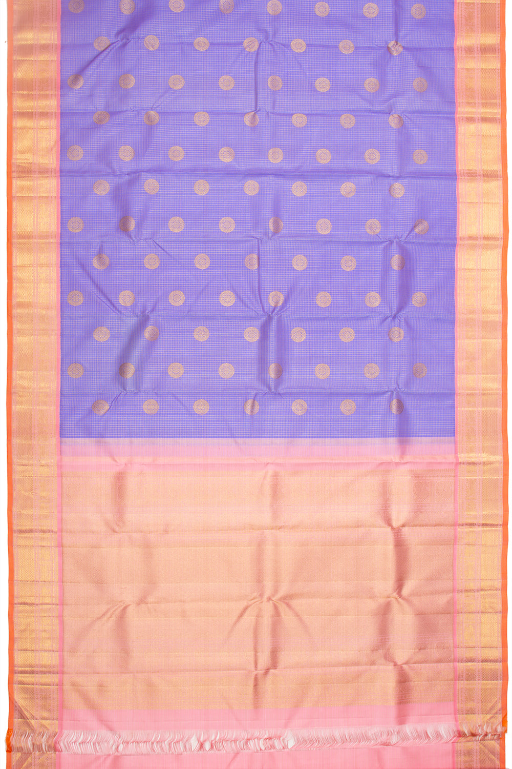 Kanchipuram Silk Checks And Butta Violet Saree