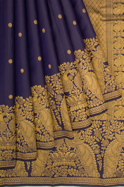 Kanchipuram Silk Butta Dark Blue Saree