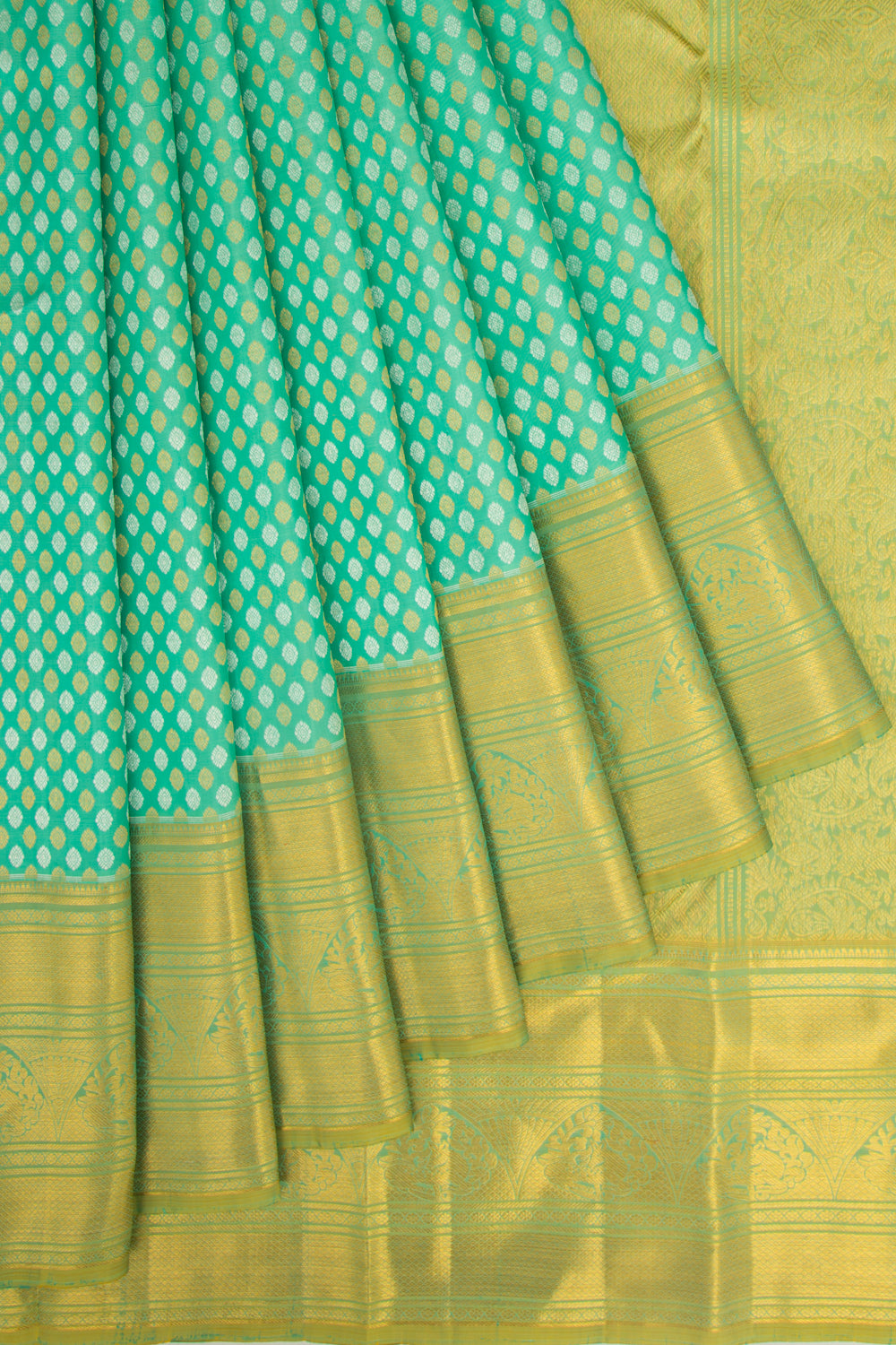 Kanchipuram Silk Brocade Sea Green Saree