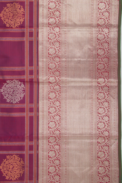 Kanchipuram Silk Checks And Butta Purple Saree