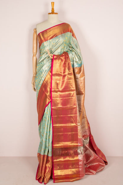 Kanchipuram Silk Tissue Jaal Sky Blue Saree