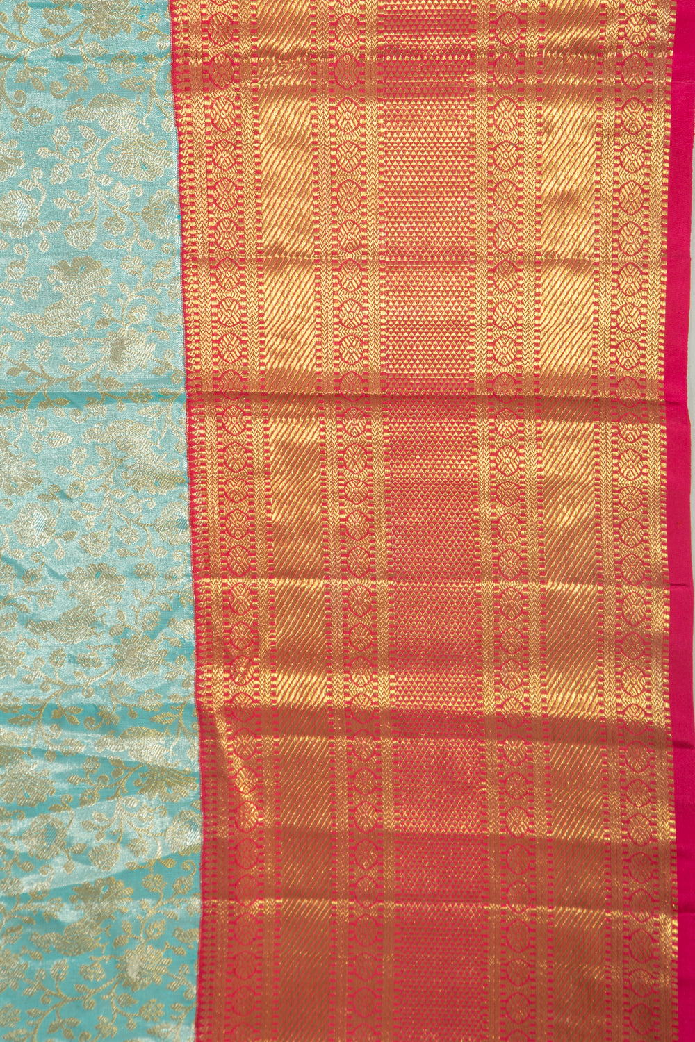Kanchipuram Silk Tissue Jaal Sky Blue Saree