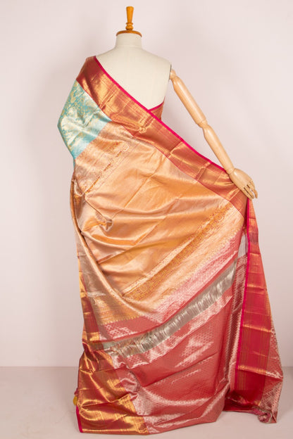 Kanchipuram Silk Tissue Jaal Sky Blue Saree