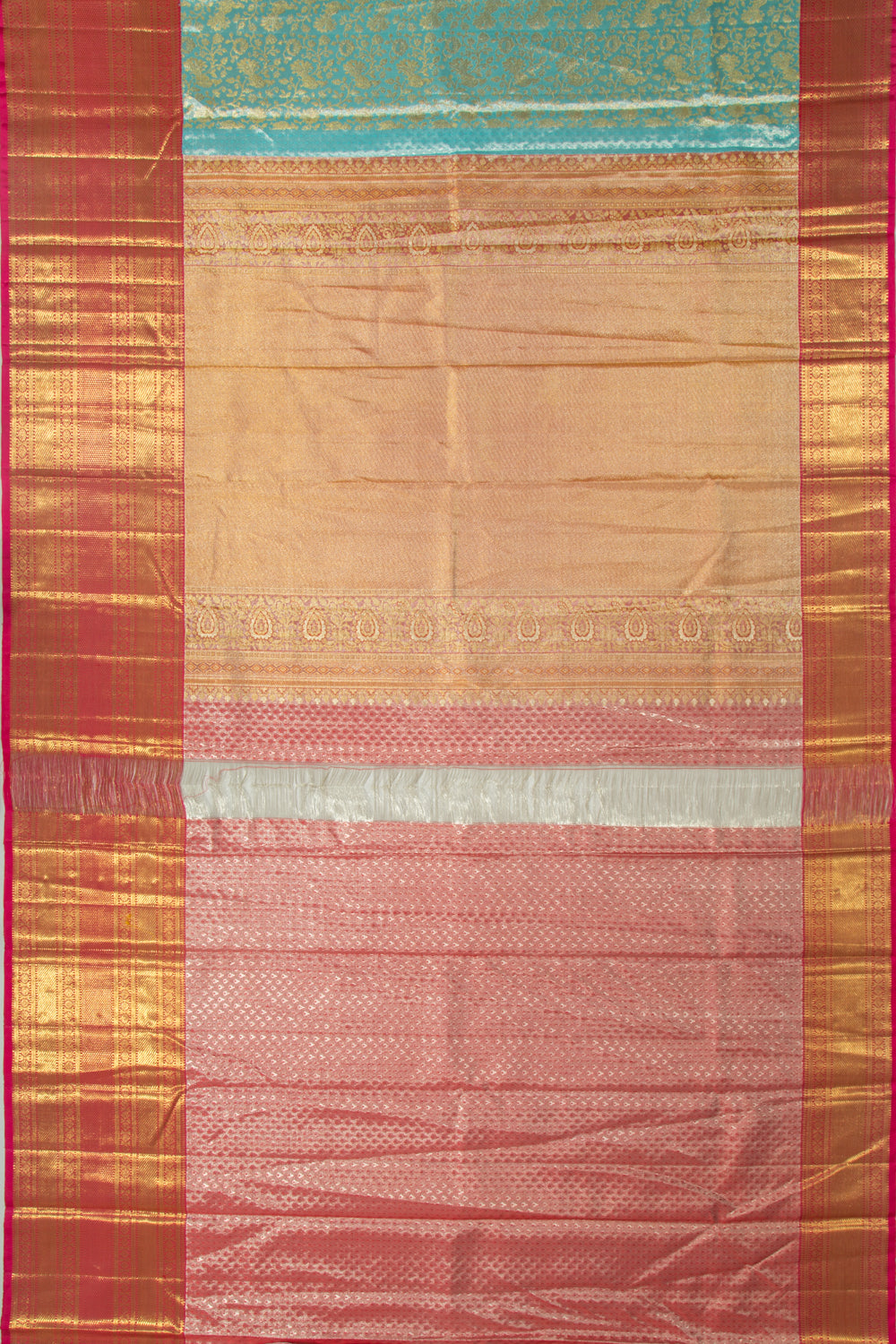 Kanchipuram Silk Tissue Jaal Sky Blue Saree