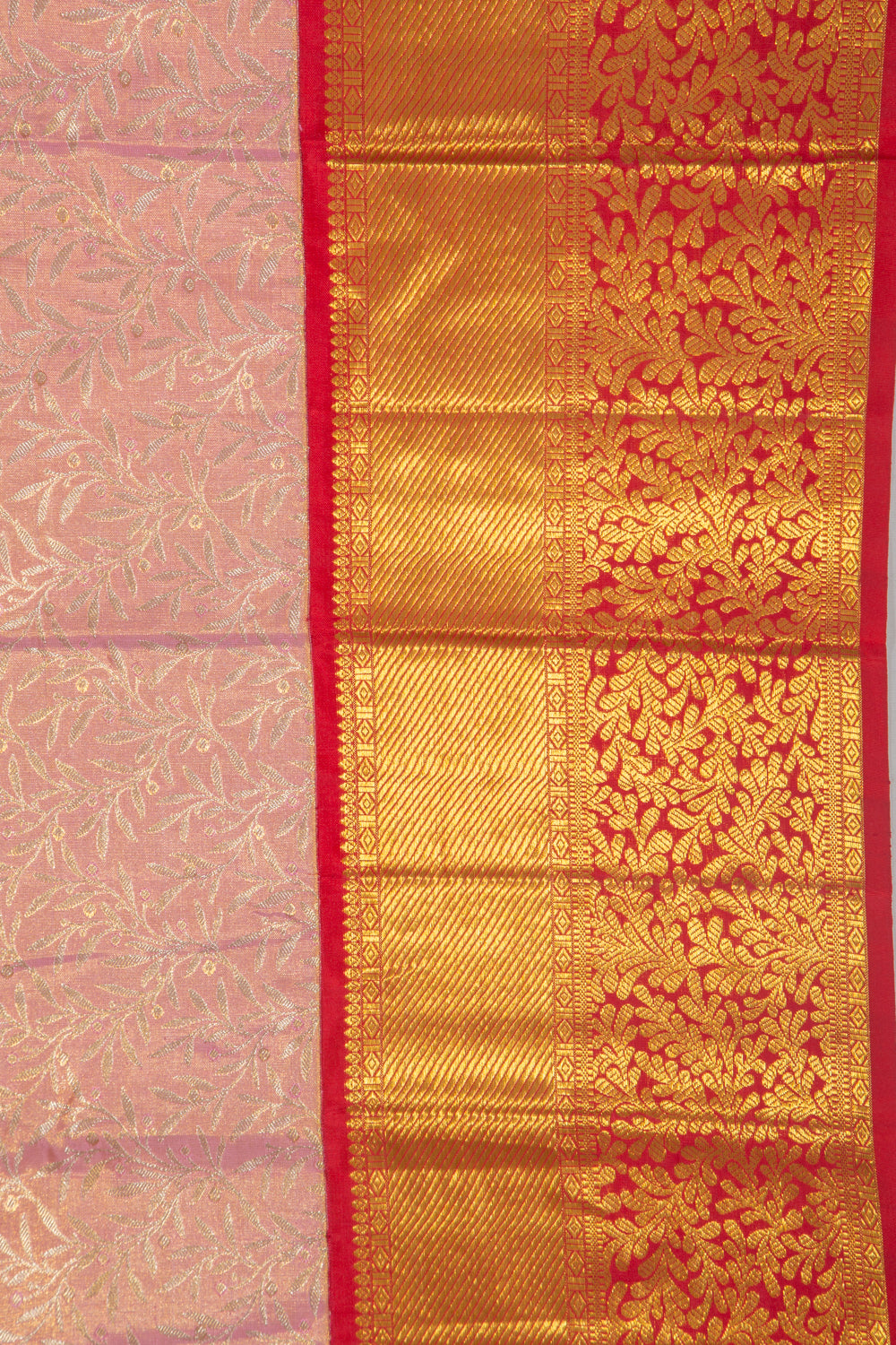 Kanchipuram Silk Tissue Jaal Baby Pink Saree