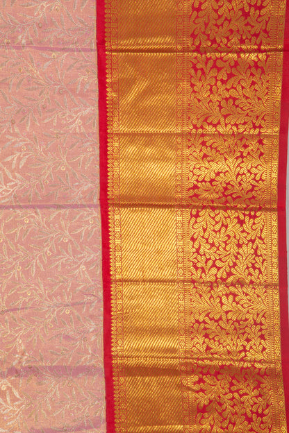 Kanchipuram Silk Tissue Jaal Baby Pink Saree