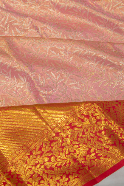 Kanchipuram Silk Tissue Jaal Baby Pink Saree
