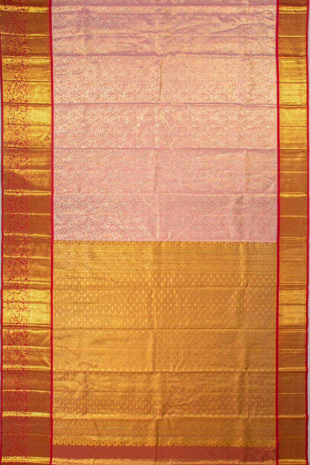 Kanchipuram Silk Tissue Jaal Baby Pink Saree
