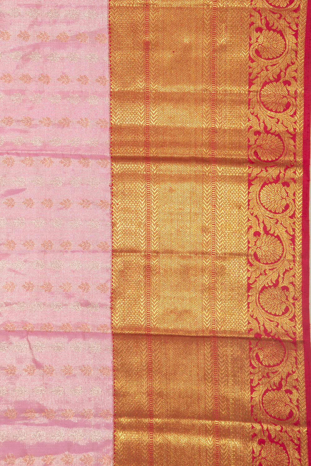 Kanchipuram Silk Tissue Brocade Pink Saree
