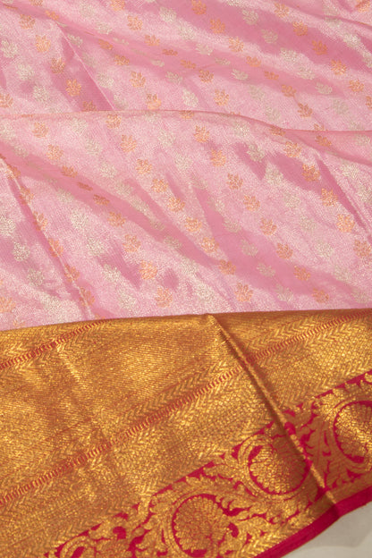 Kanchipuram Silk Tissue Brocade Pink Saree