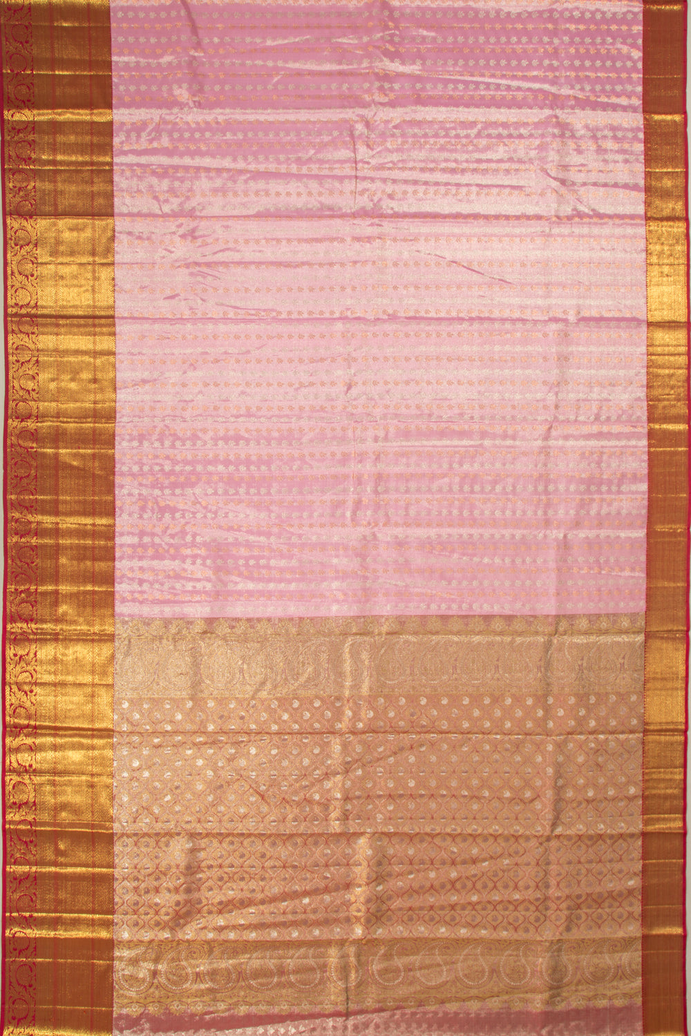 Kanchipuram Silk Tissue Brocade Pink Saree