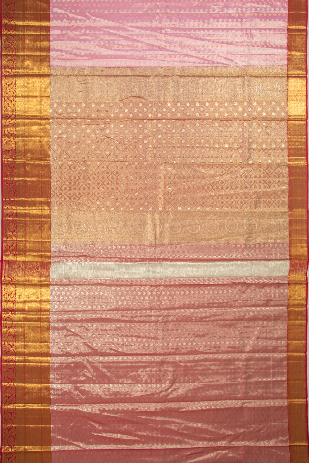 Kanchipuram Silk Tissue Brocade Pink Saree