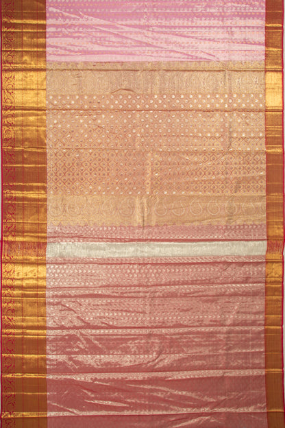 Kanchipuram Silk Tissue Brocade Pink Saree