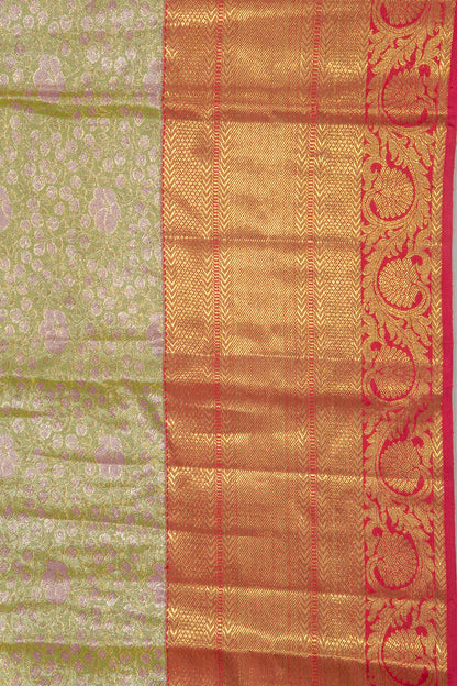 Kanchipuram Silk Tissue Brocade Green Saree