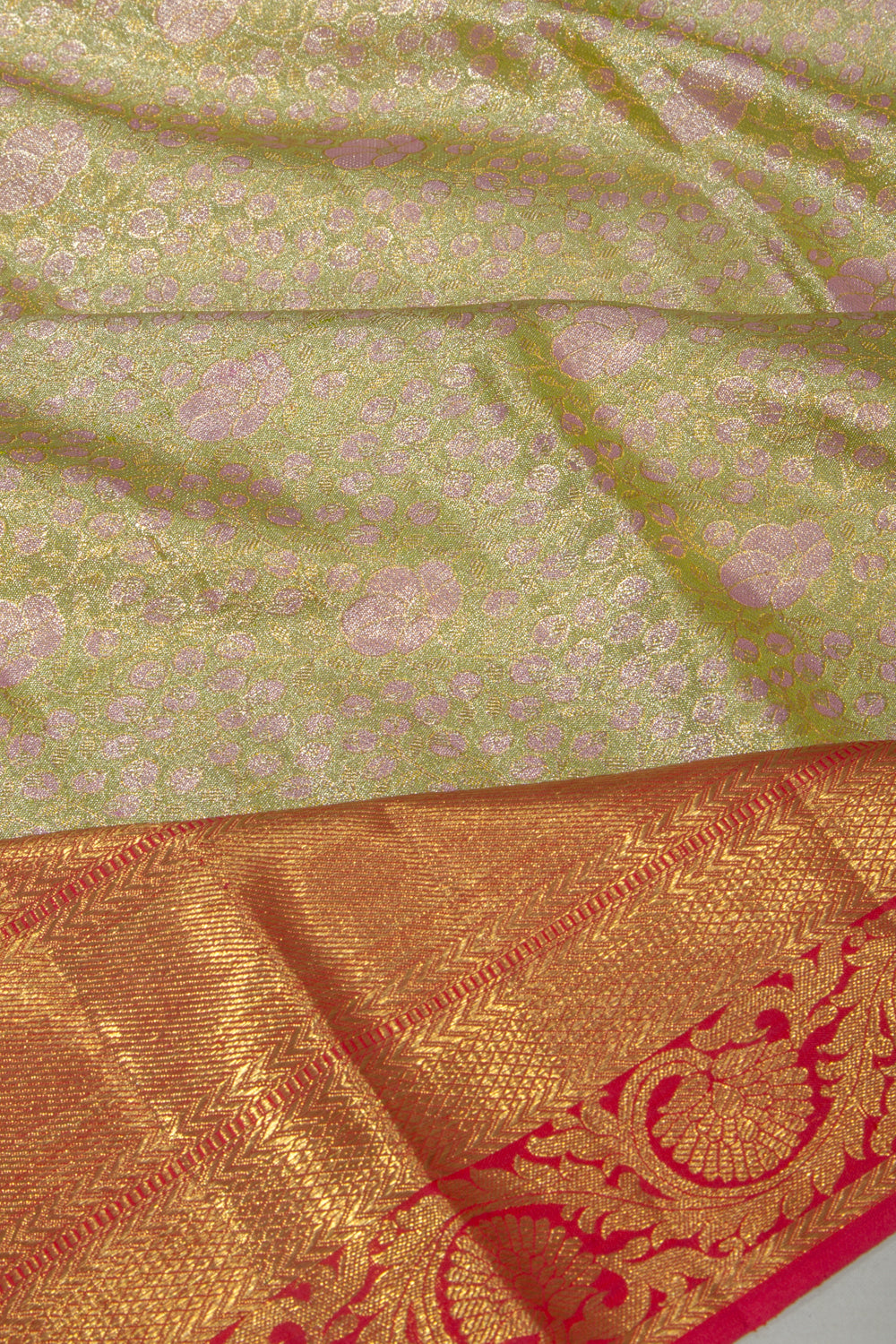 Kanchipuram Silk Tissue Brocade Green Saree