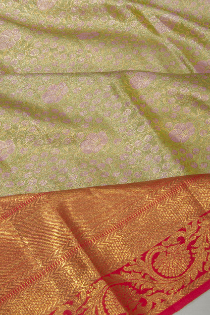 Kanchipuram Silk Tissue Brocade Green Saree