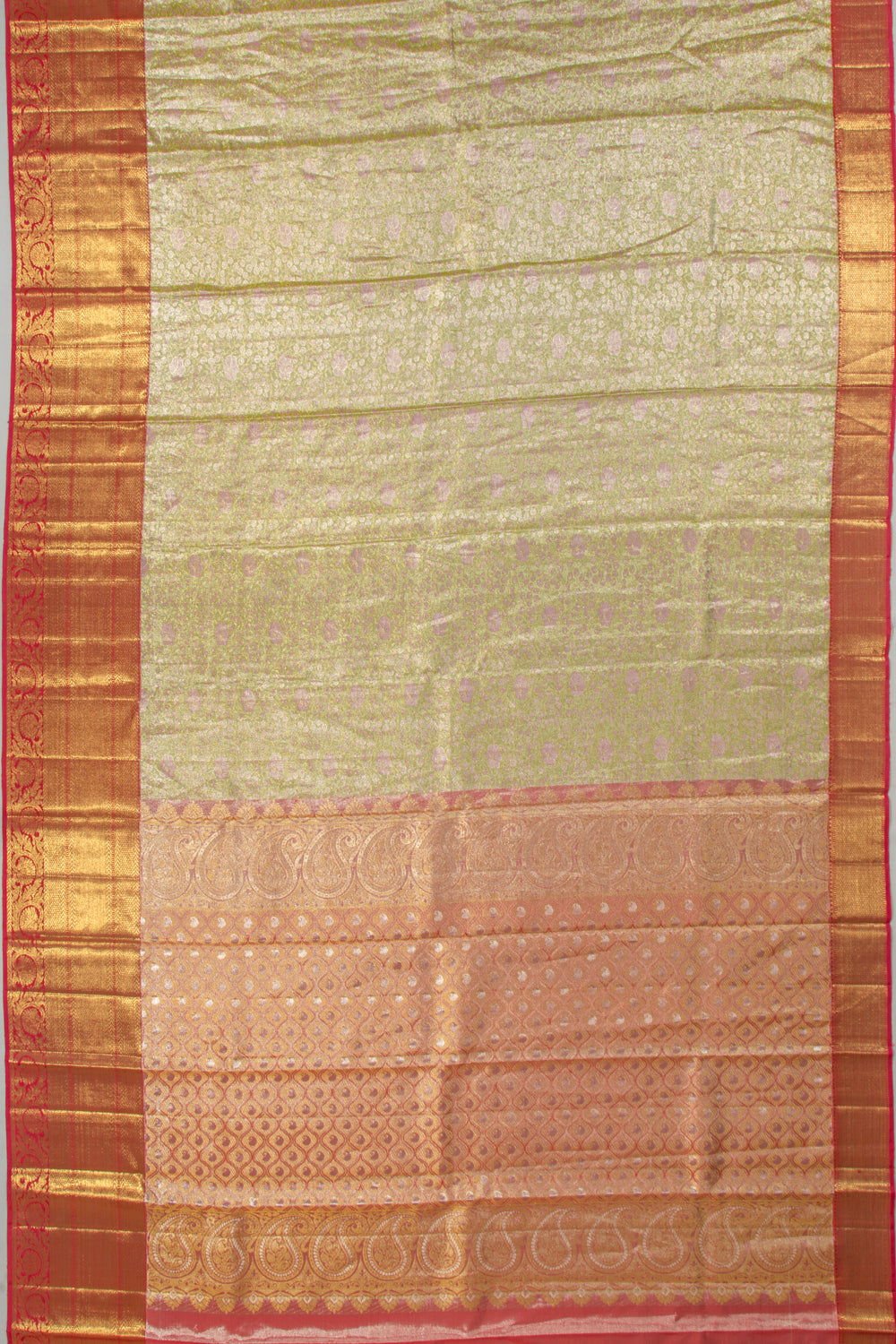Kanchipuram Silk Tissue Brocade Green Saree