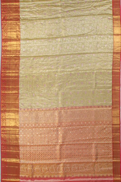 Kanchipuram Silk Tissue Brocade Green Saree