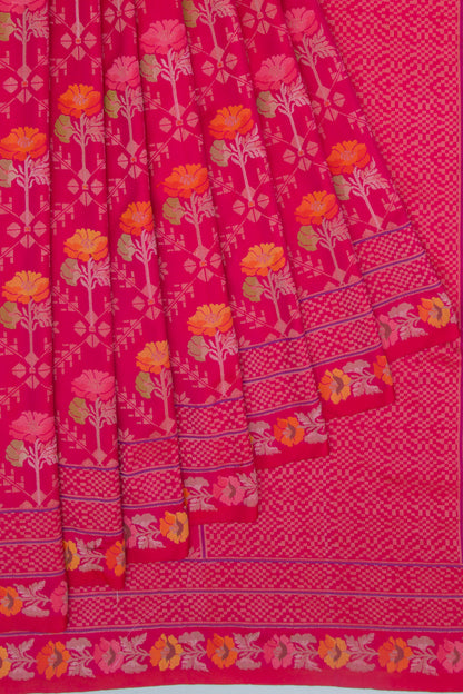 Banarasi Silk Jamdani Pink Saree