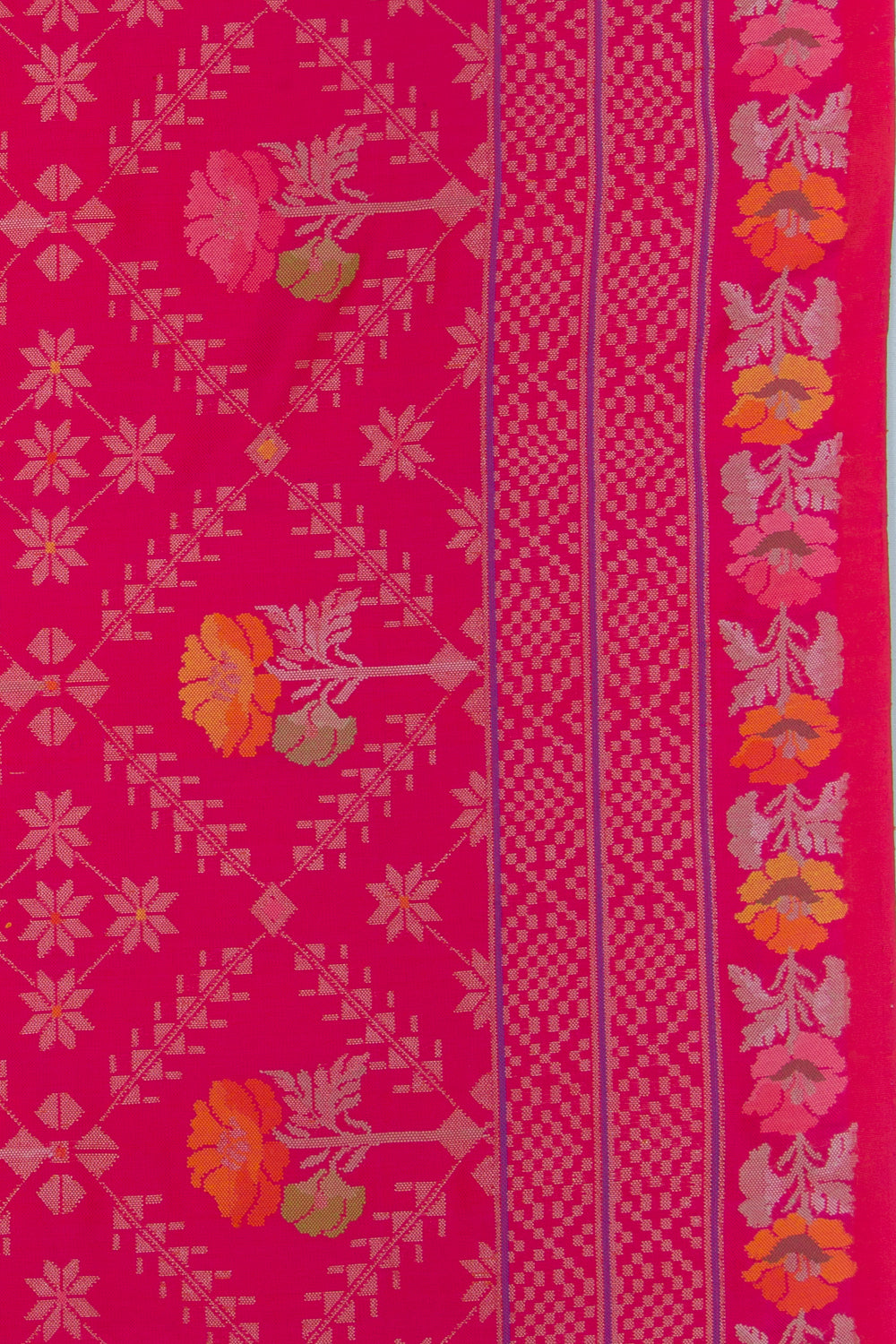 Banarasi Silk Jamdani Pink Saree