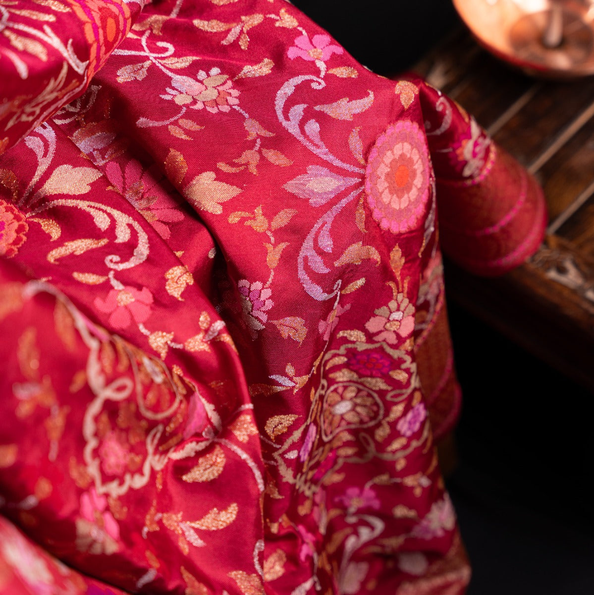 Banarasi Silk Jamdani Jaal Pink Saree