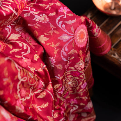 Banarasi Silk Jamdani Jaal Pink Saree