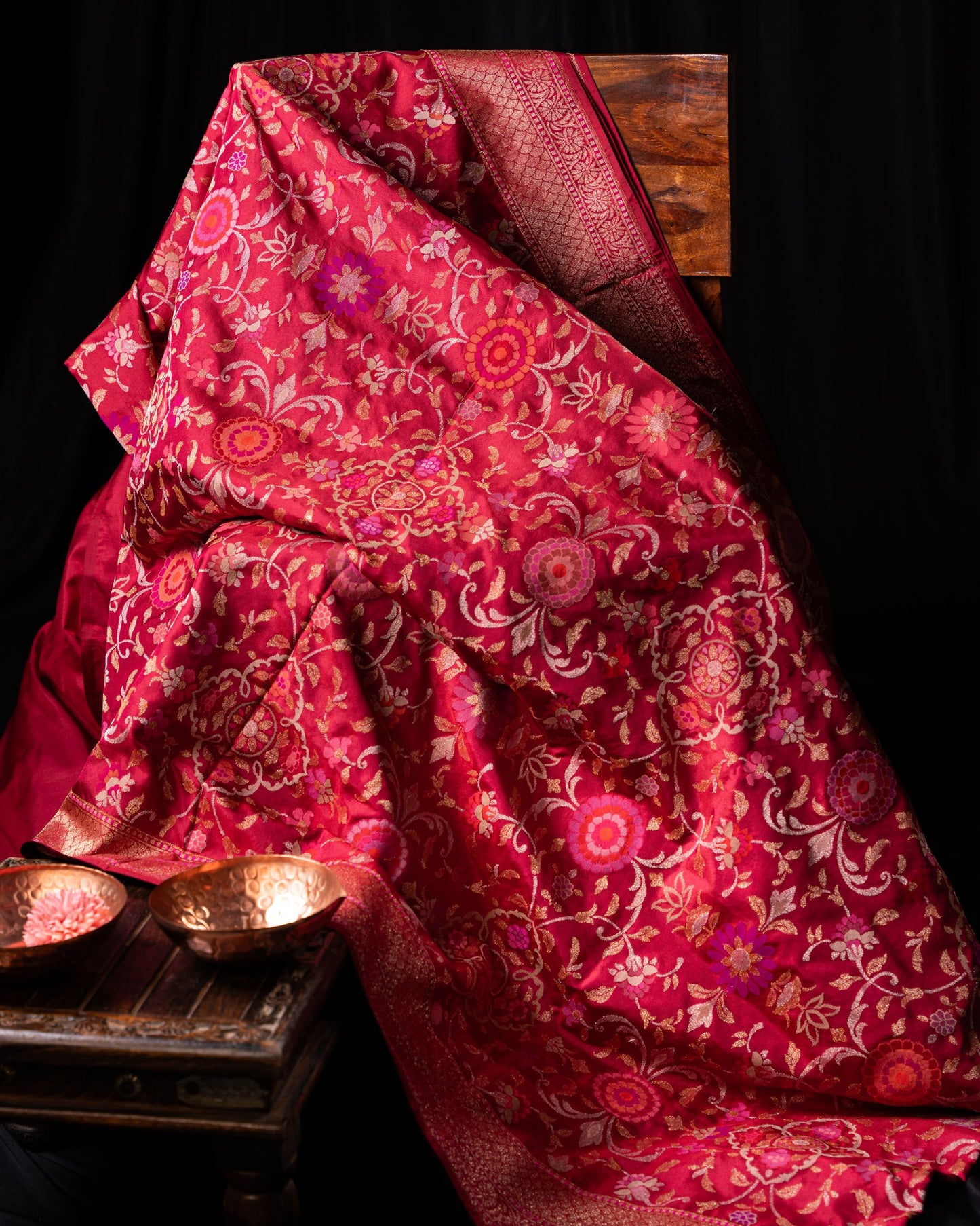 Banarasi Silk Jamdani Jaal Pink Saree