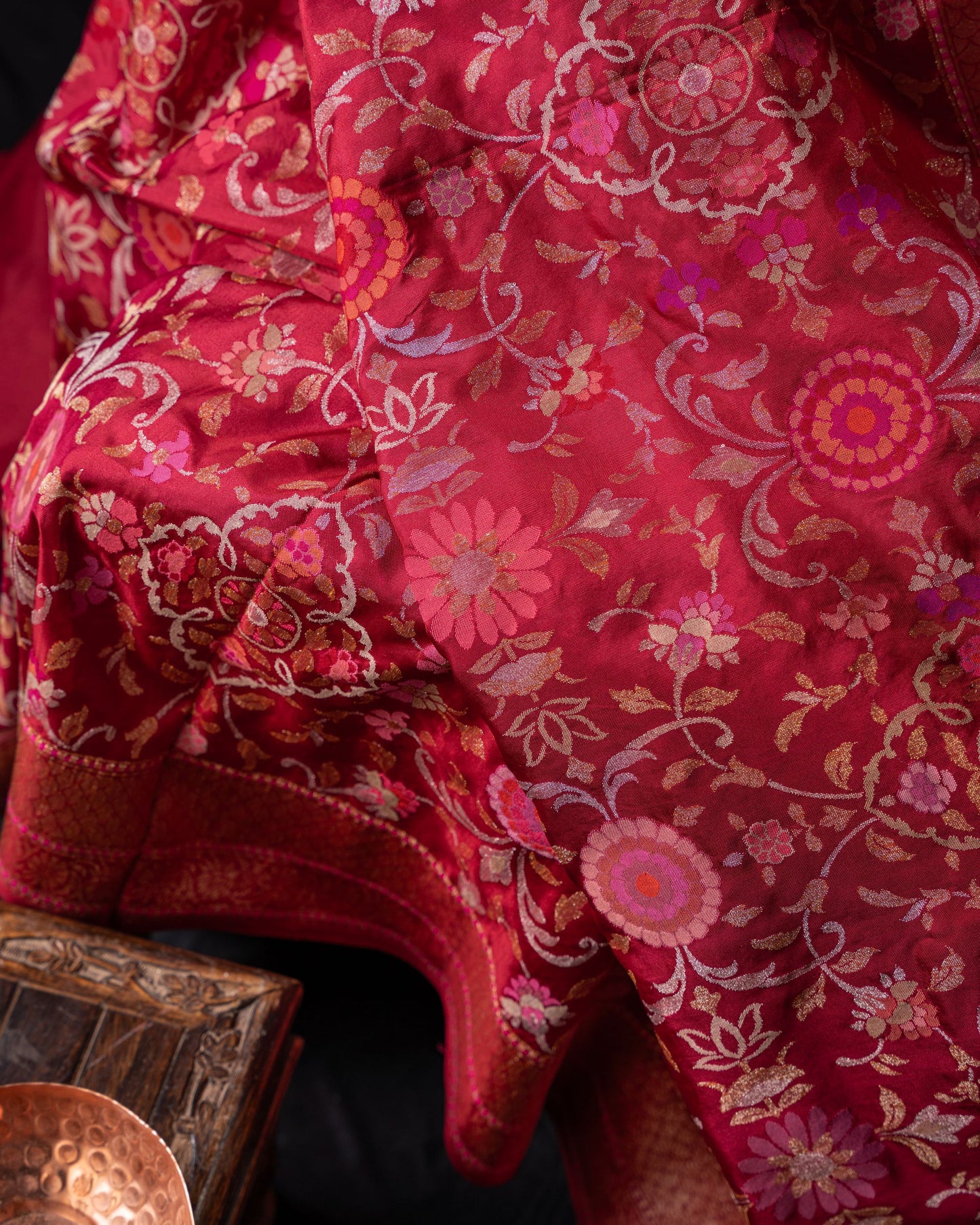 Banarasi Silk Jamdani Jaal Pink Saree