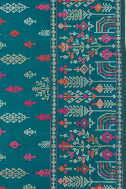 Banarasi Silk Jamdani Teal Green Saree