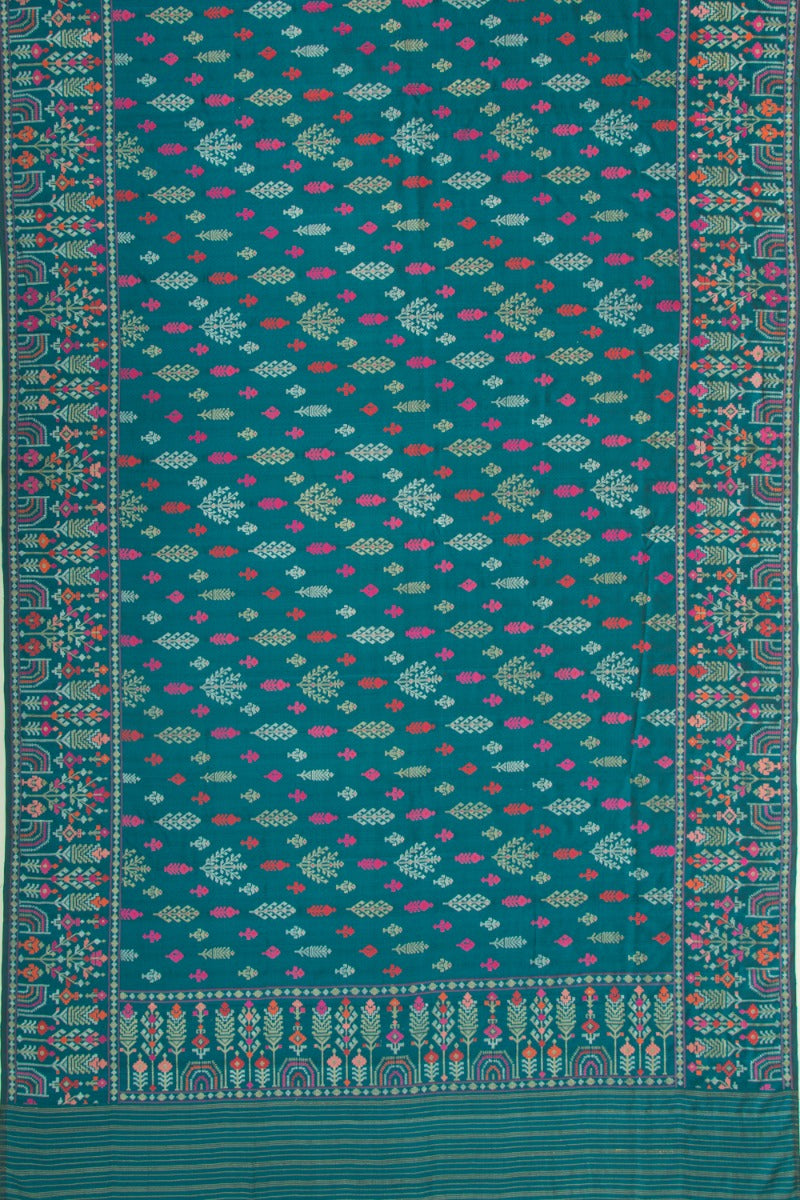 Banarasi Silk Jamdani Teal Green Saree