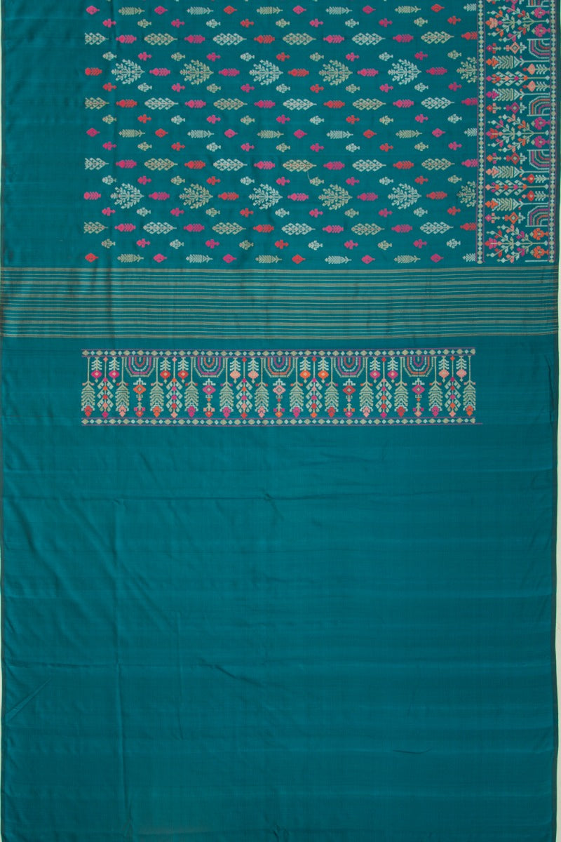Banarasi Silk Jamdani Teal Green Saree