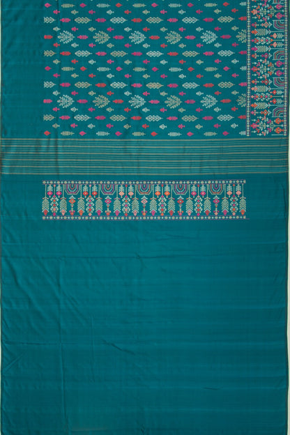 Banarasi Silk Jamdani Teal Green Saree