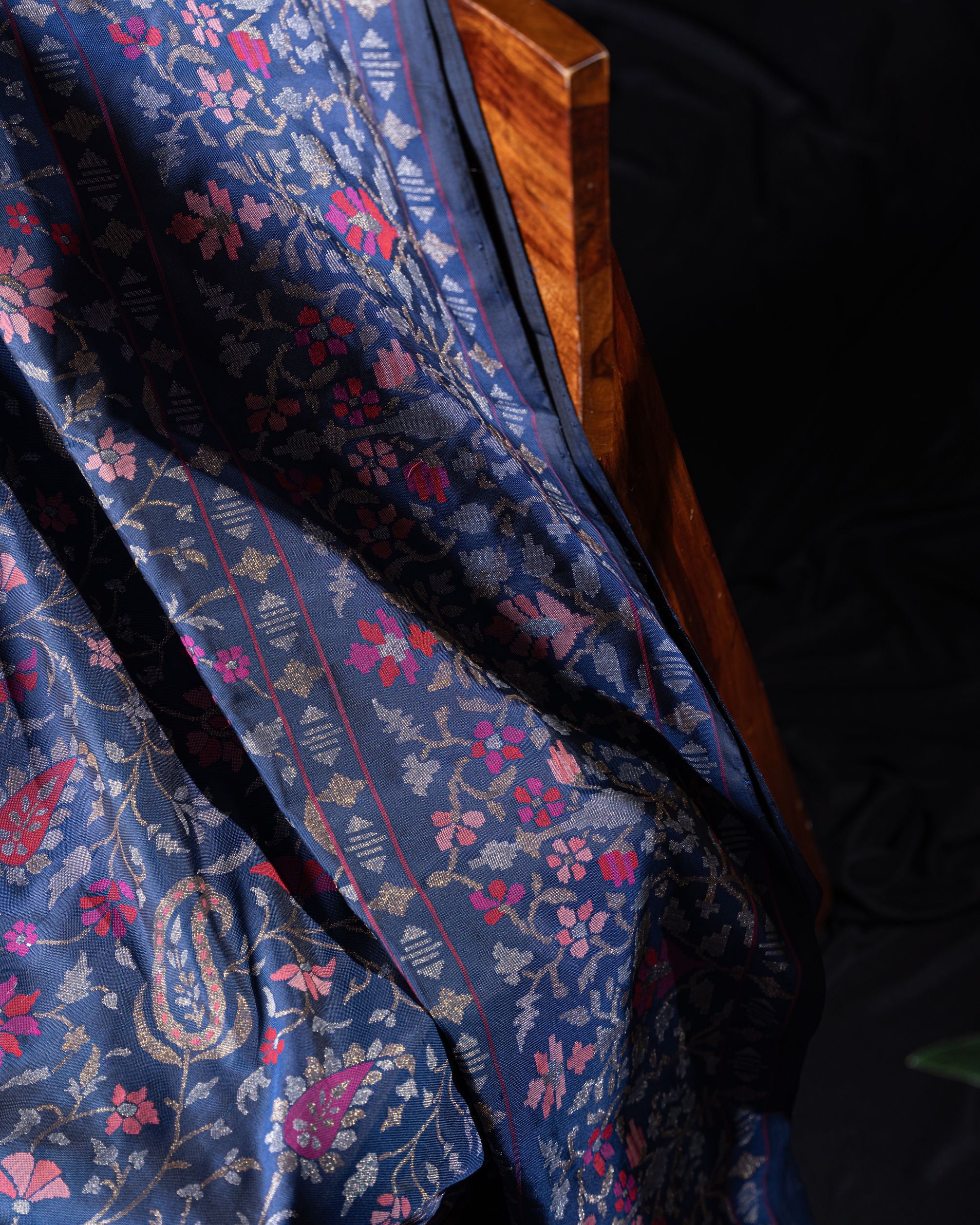 Banarasi Silk Jamdani Jaal Neelambari Saree