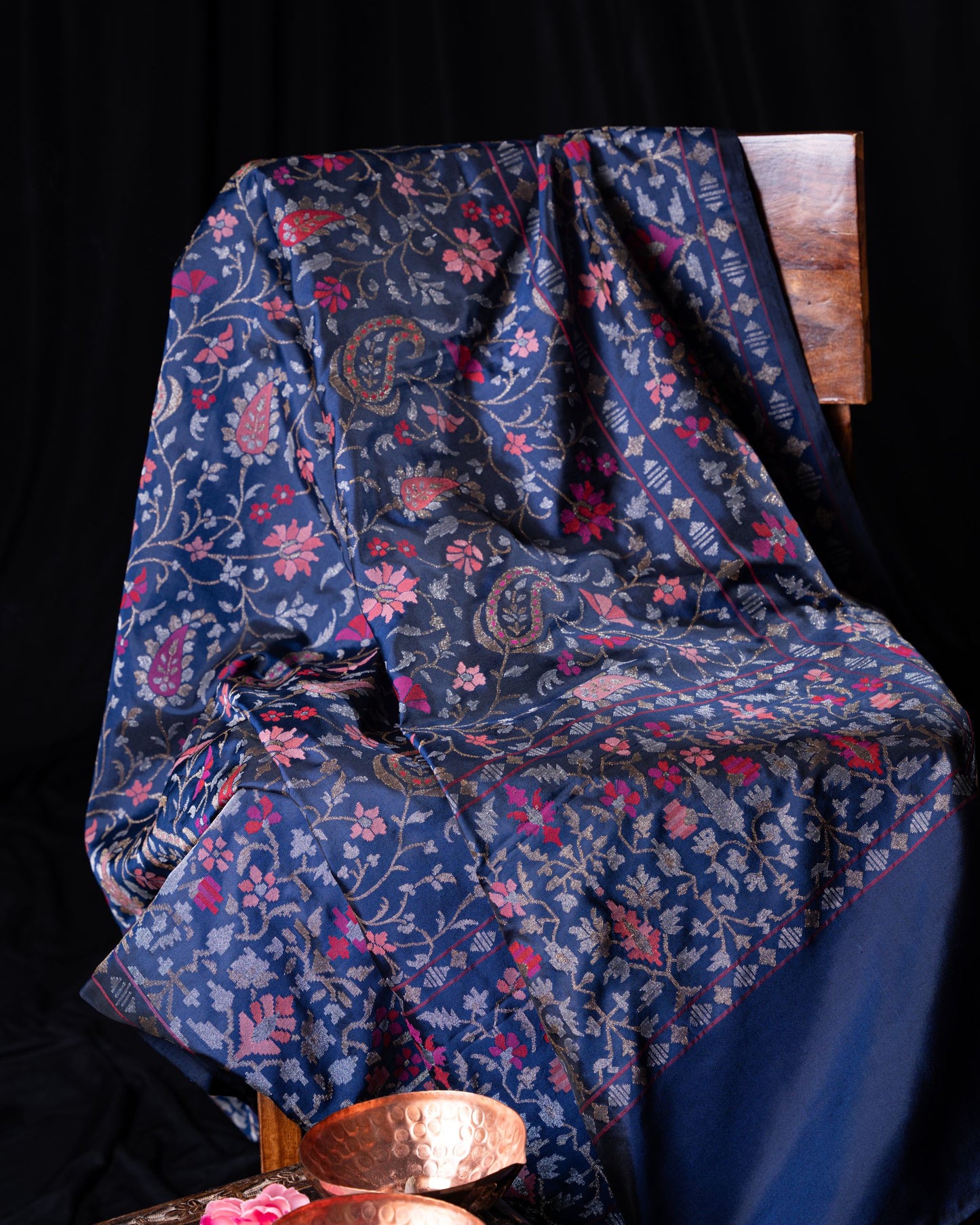 Banarasi Silk Jamdani Jaal Neelambari Saree