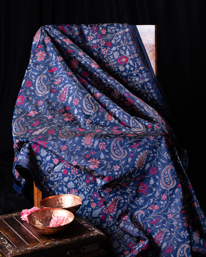Banarasi Silk Jamdani Jaal Neelambari Saree