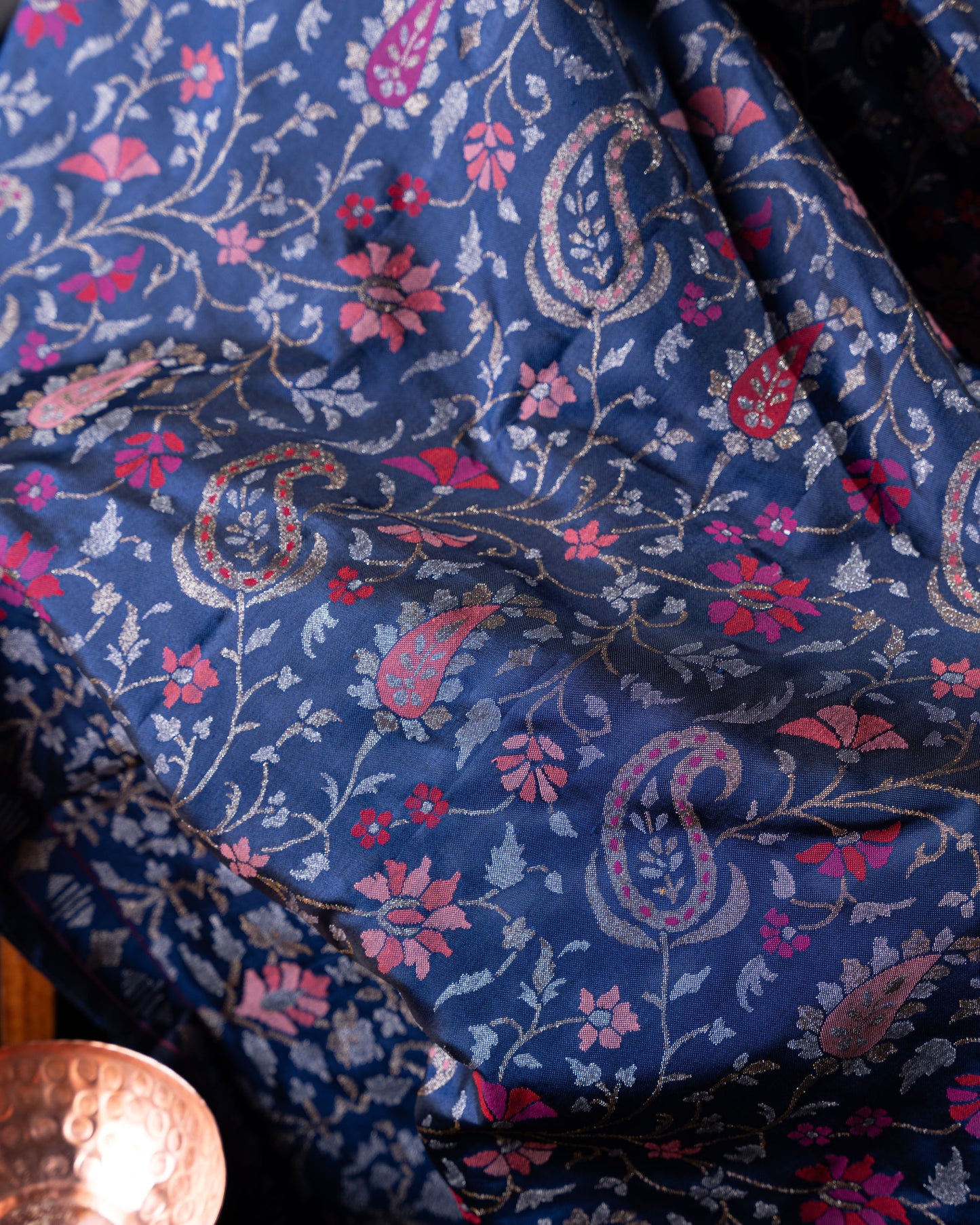 Banarasi Silk Jamdani Jaal Neelambari Saree