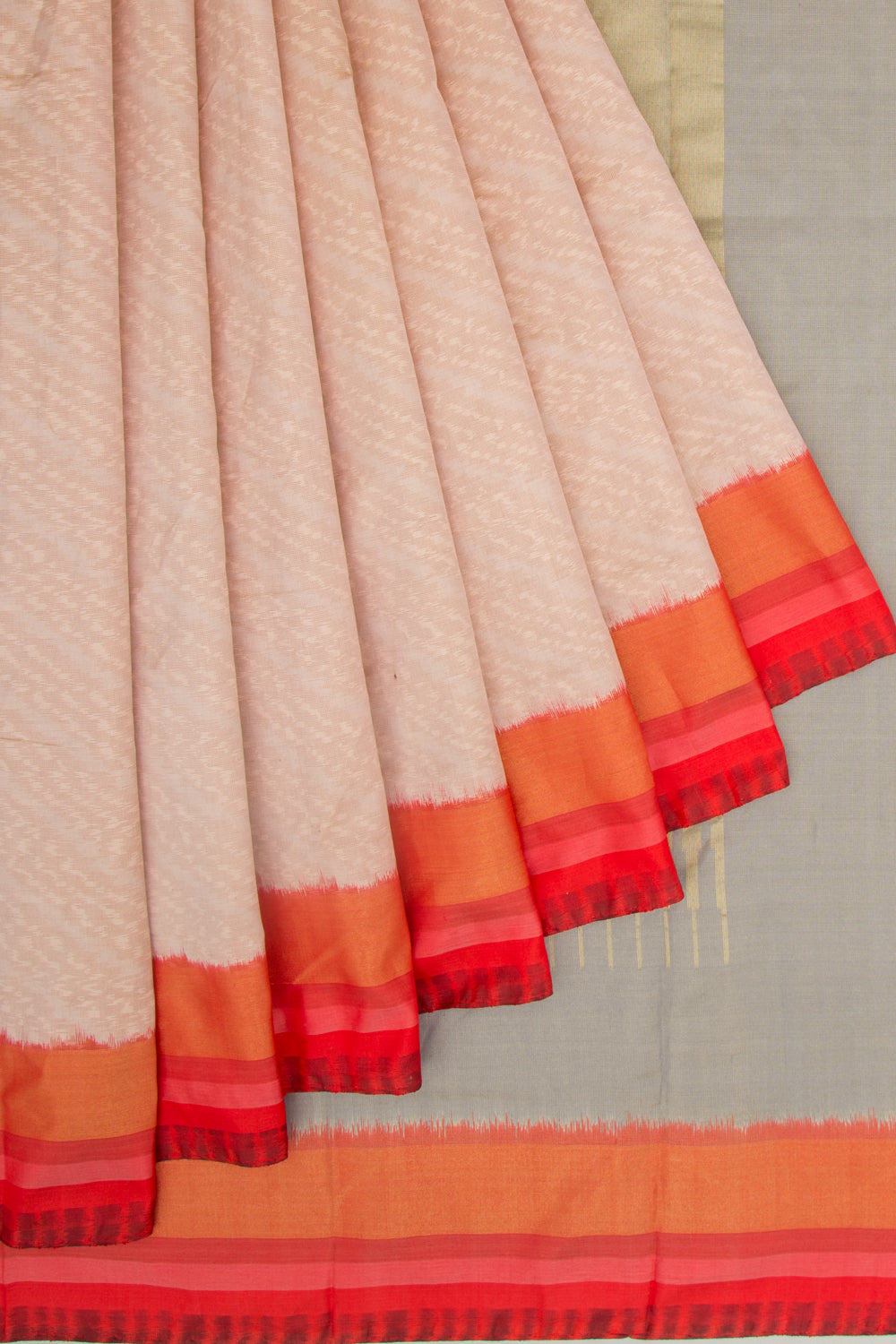 Pochampally Silk Ikat Cream Saree