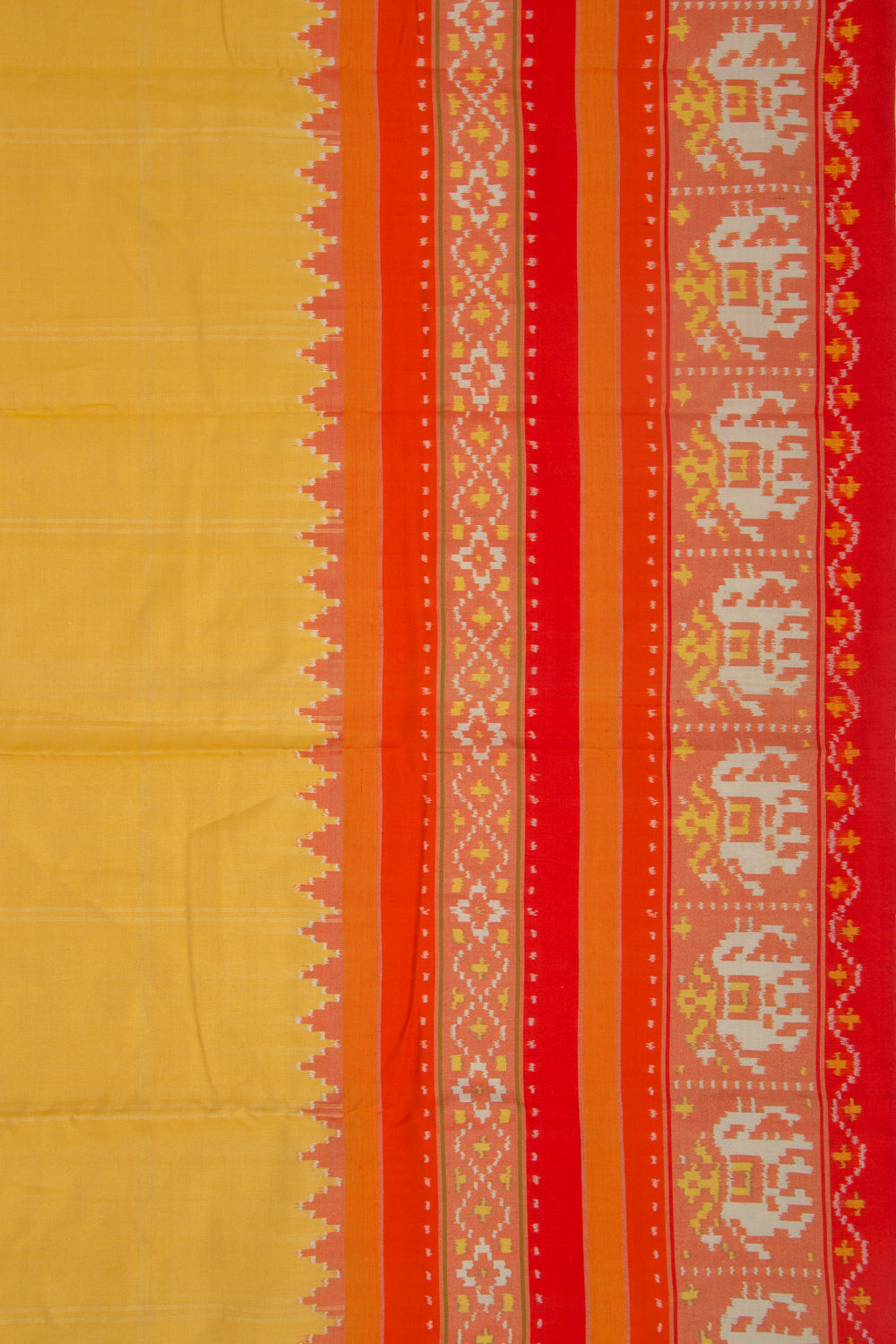 Pochampally Silk Ikat Tissue Checks Yellow Saree