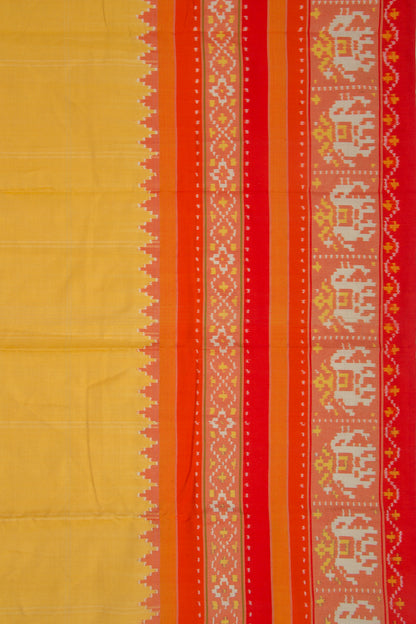 Pochampally Silk Ikat Tissue Checks Yellow Saree