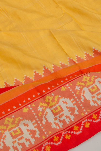 Pochampally Silk Ikat Tissue Checks Yellow Saree