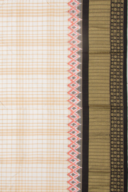 Kanchipuram Silk Checks White Saree