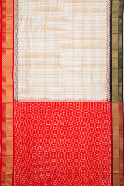 Kanchipuram Silk Checks White Saree
