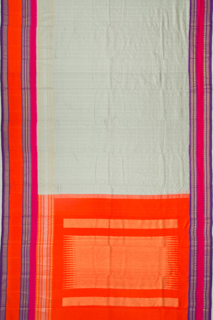 Kanchipuram Silk Twill Checks Grey Saree