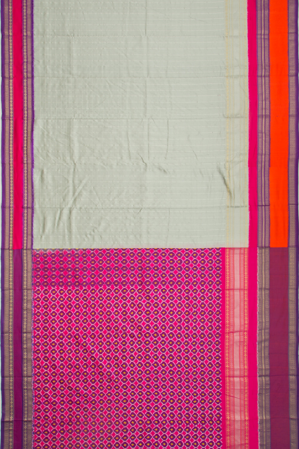 Kanchipuram Silk Twill Checks Grey Saree