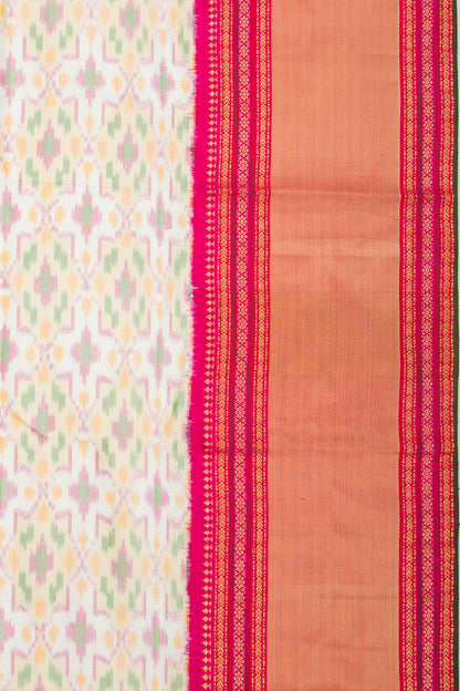 Kanchipuram Silk Ikat Twill White Saree