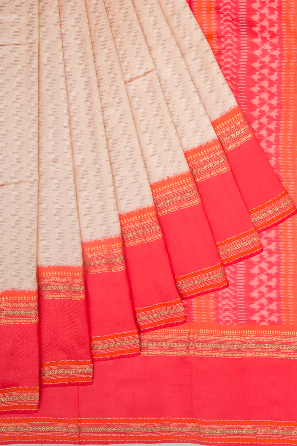 Kanchipuram Silk Ikat Twill Light Pink Saree