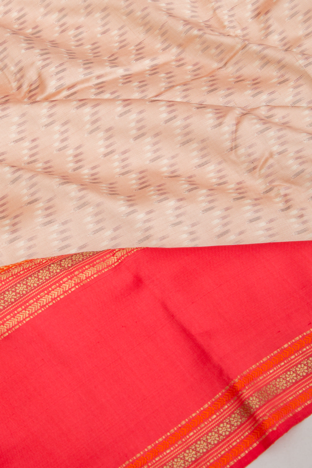 Kanchipuram Silk Ikat Twill Light Pink Saree